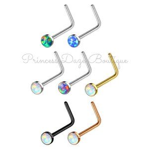 Opal L Bend Nose Rings